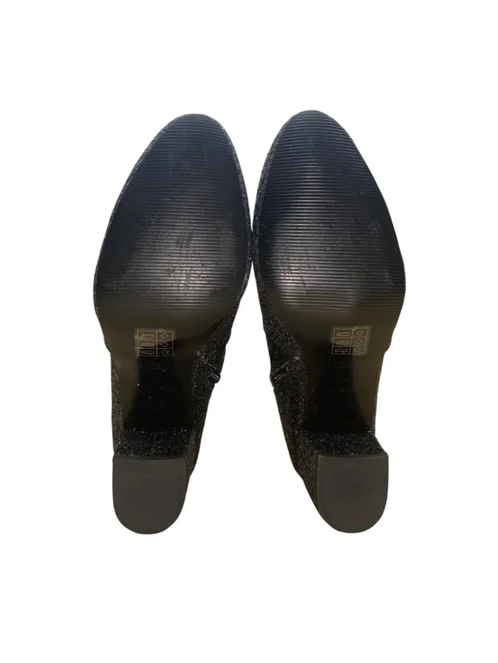 J. Crew Women’s Black Glitter Synthetic Zipper Block Heel Ankle Boots Size 9.5